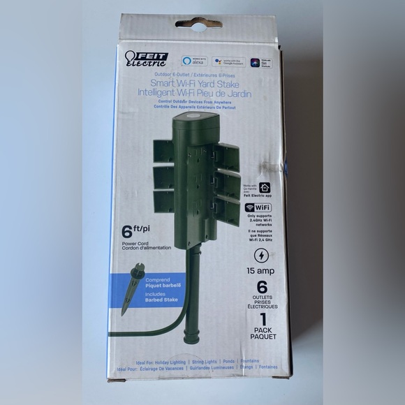 NIB Feit Electric Smart Wi-Fi Outdoor 6 Outlet Yard Stake Green - Picture 7 of 9